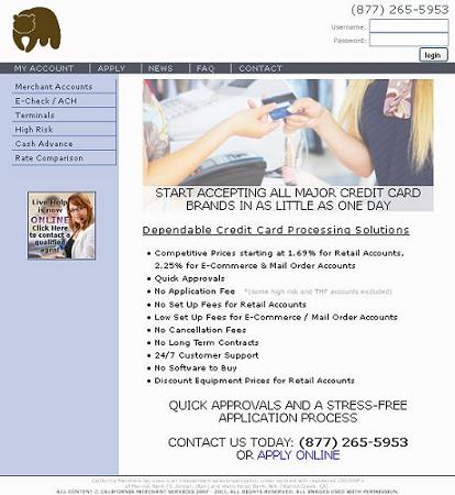 Merchant Services Provider Website